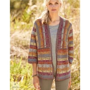 Peruvian Connection Al Fresco Multicolor Cardigan Womens Medium Rainbow Colorful